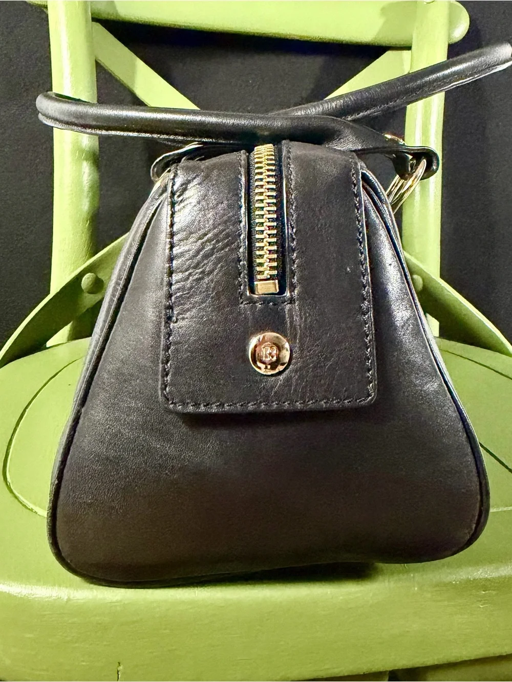 Kate Spade Black Leather East West Barrel Satchel Y2K